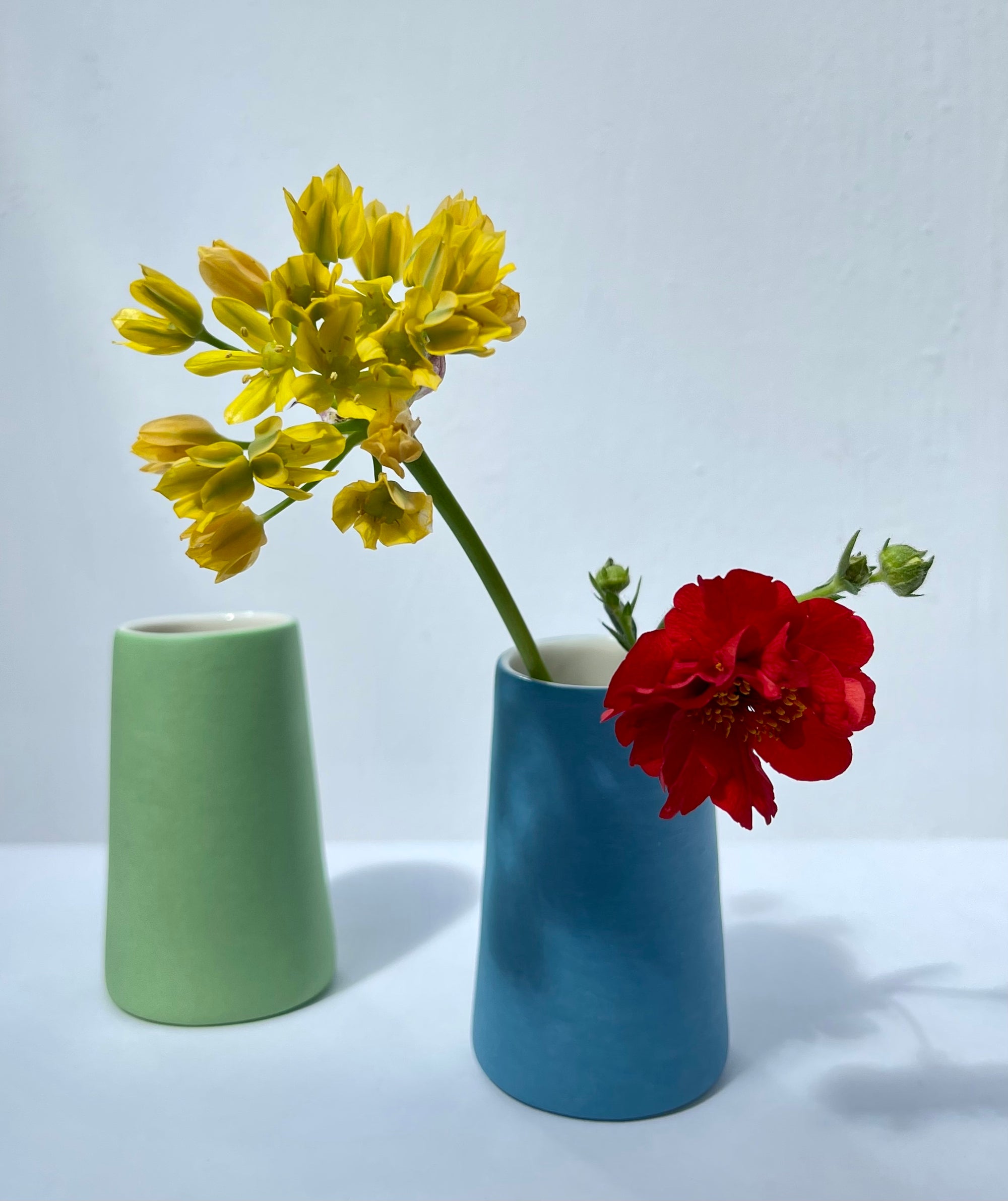 Pair of Mini Vases, Blue & Green, Adele Stanley