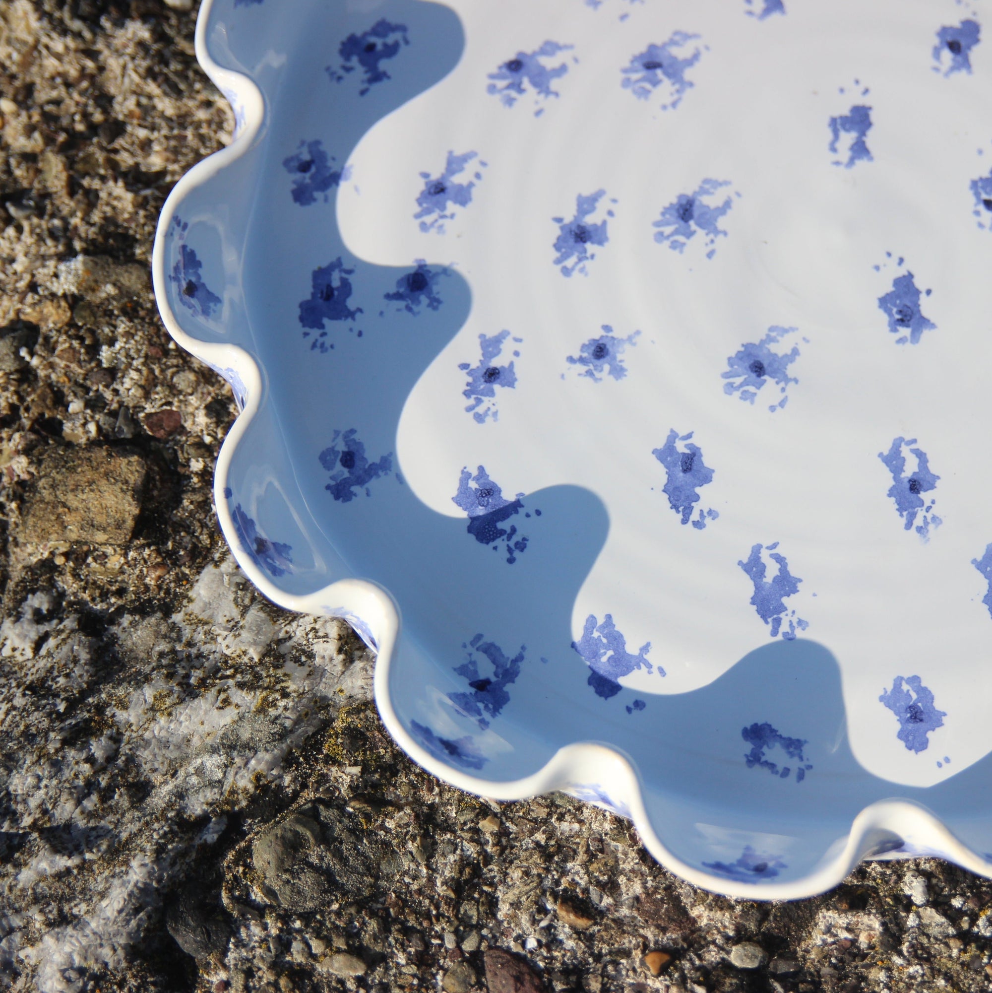 Curly Cake Dish, Traditional Blue, Ardmore Pottery