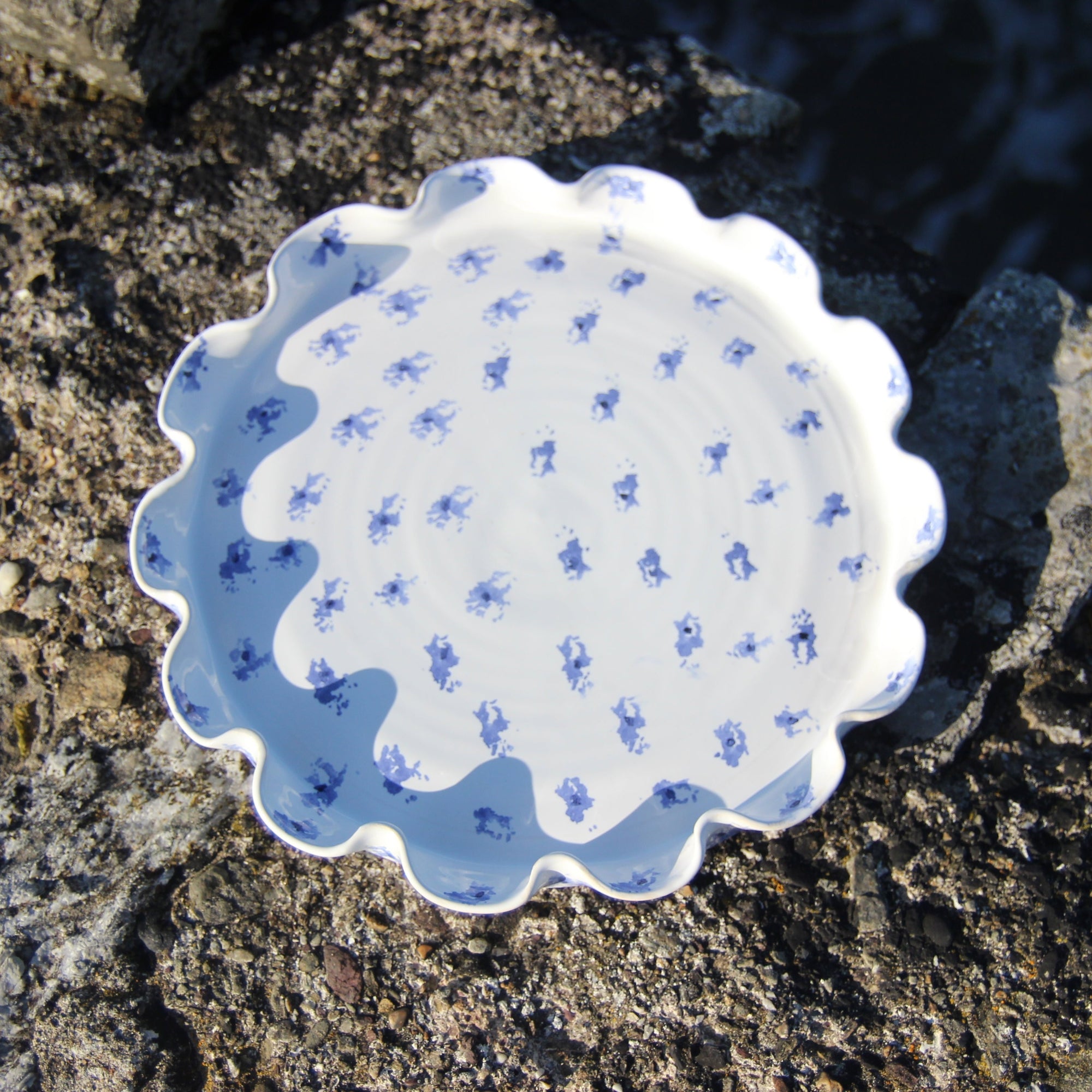 Curly Cake Dish, Traditional Blue, Ardmore Pottery