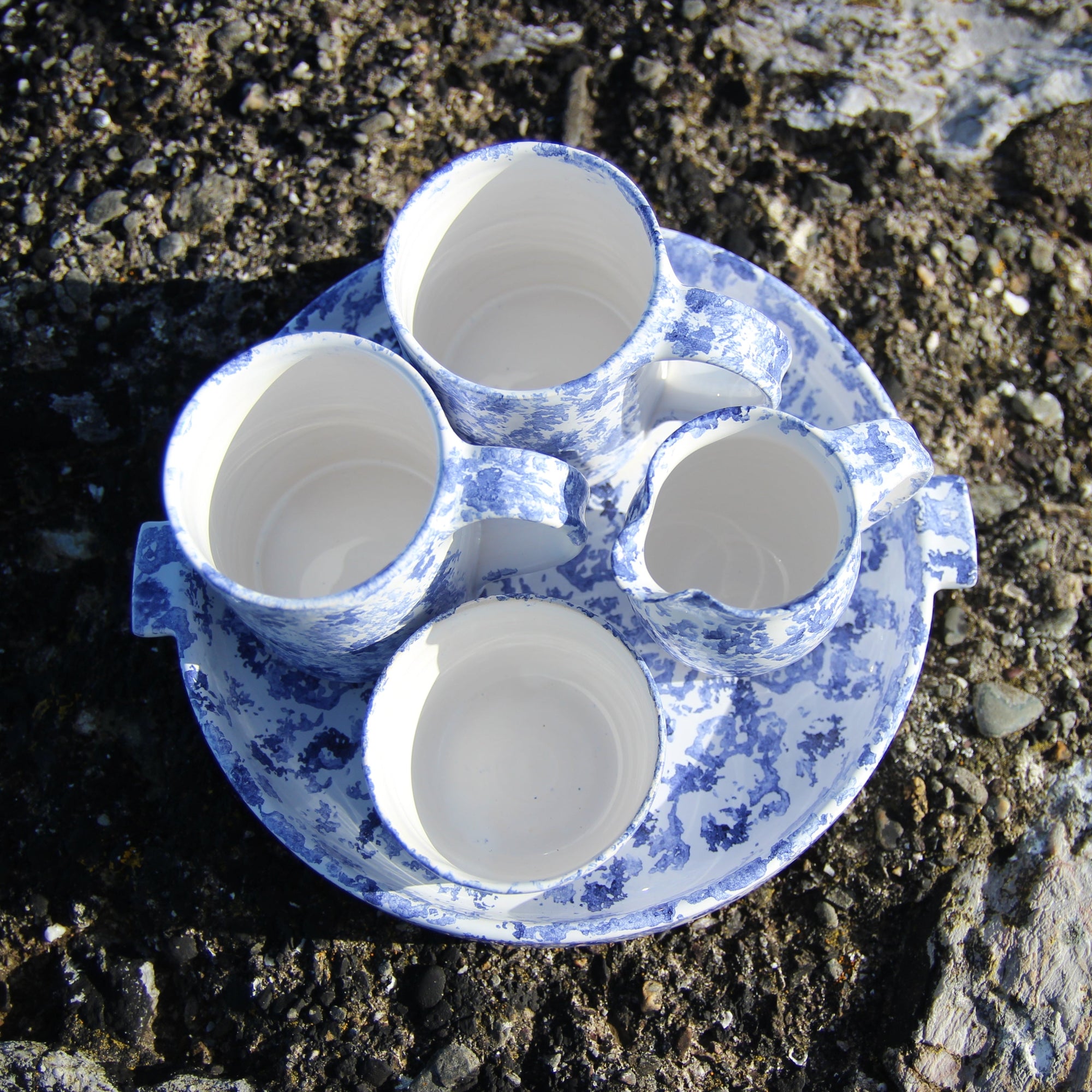 Cuppa for Two, Dark Blue Sponged, Ardmore Pottery