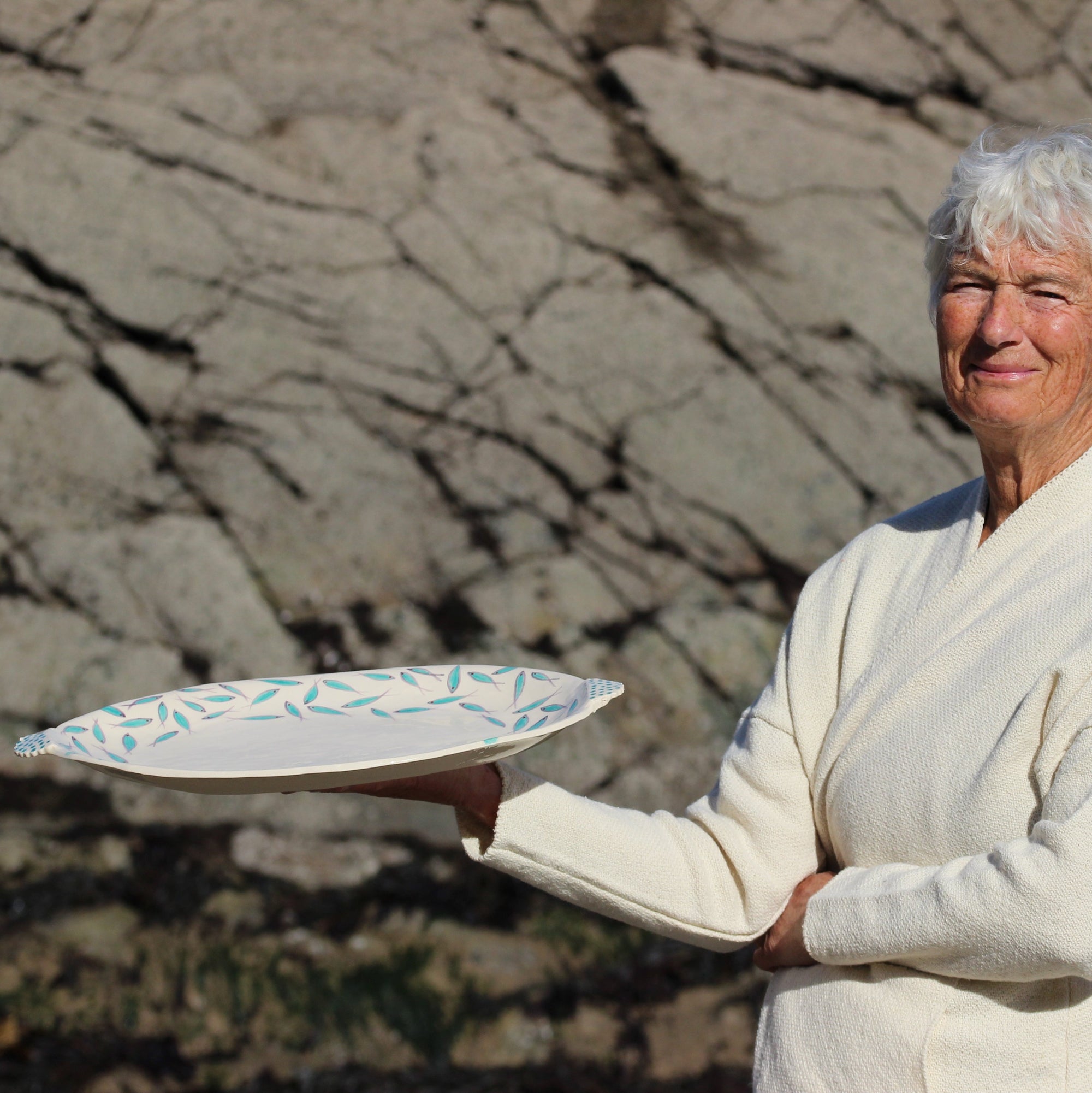 Large Platter, Blue Fish, Mary Lincoln