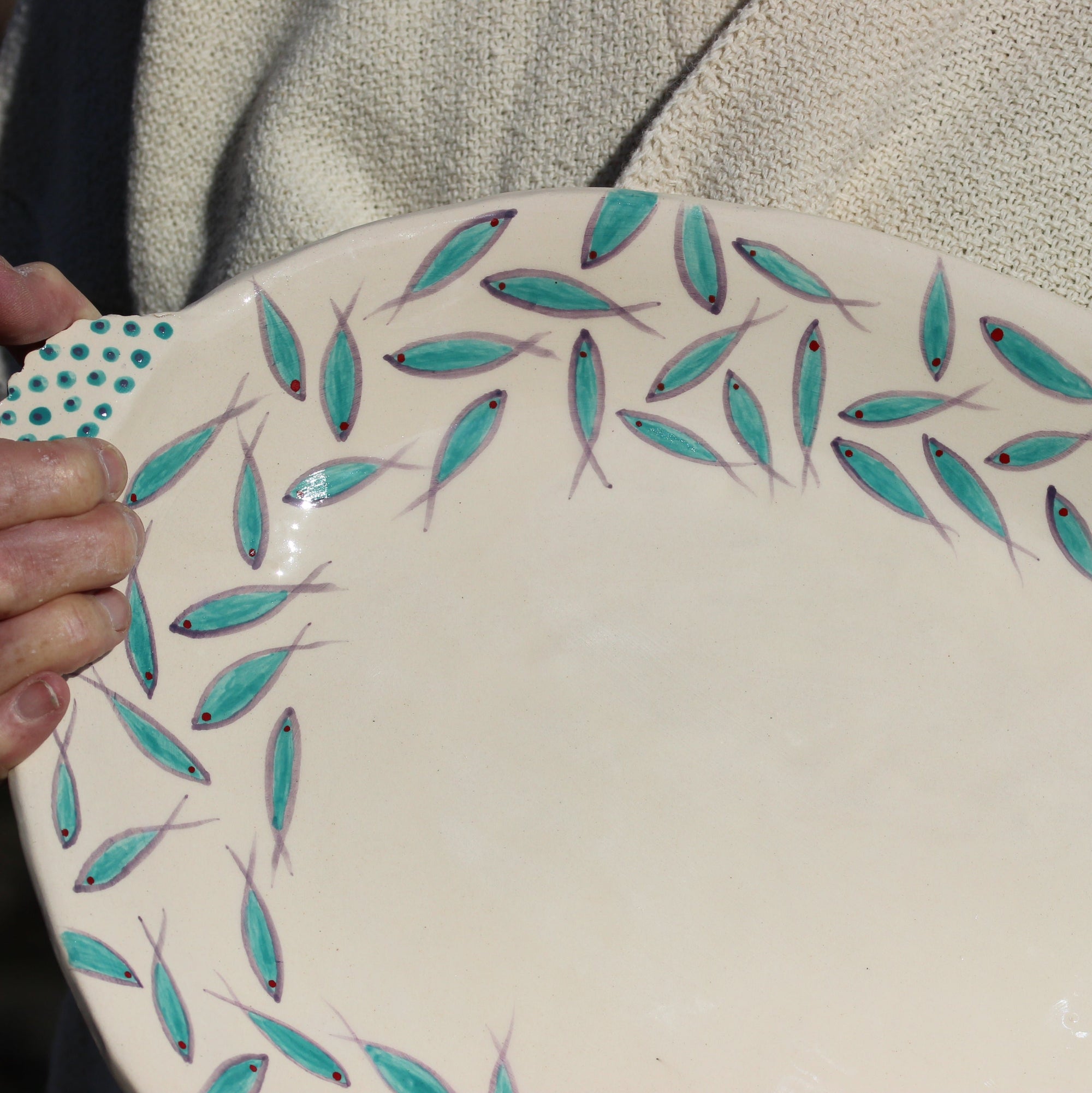 Large Platter, Blue Fish, Mary Lincoln