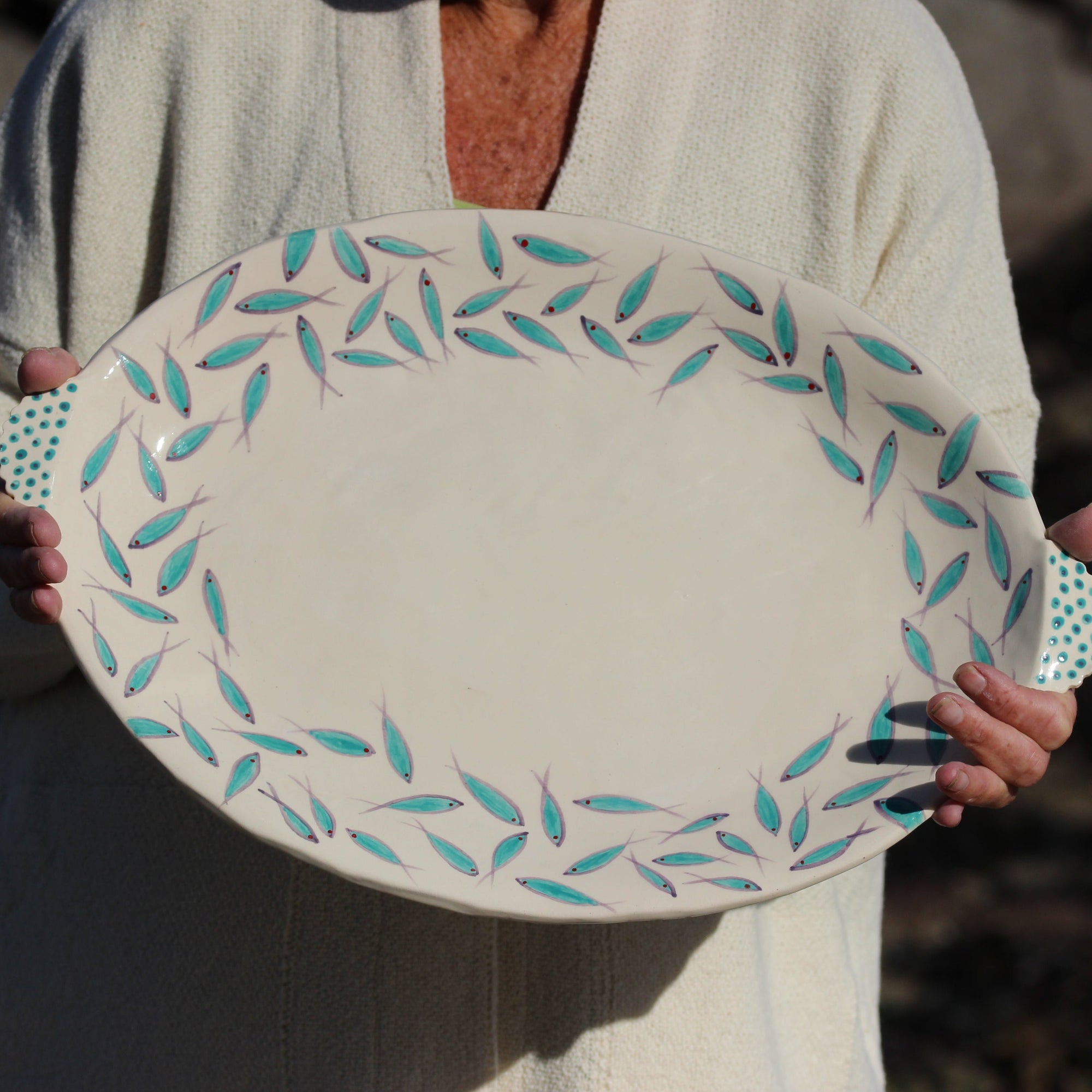 Large Platter, Blue Fish, Mary Lincoln