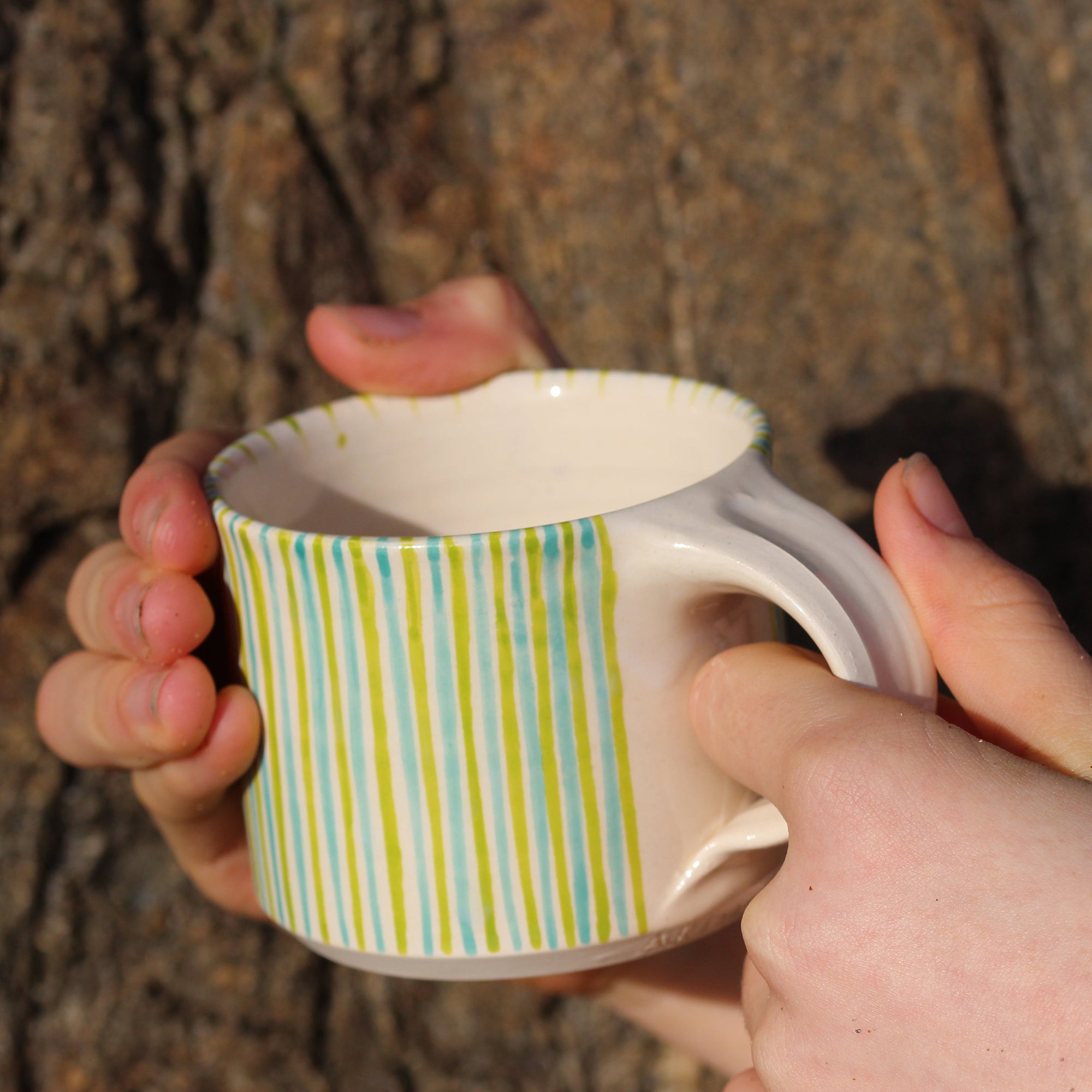 Everyday Cup, Green & Blue Stripe