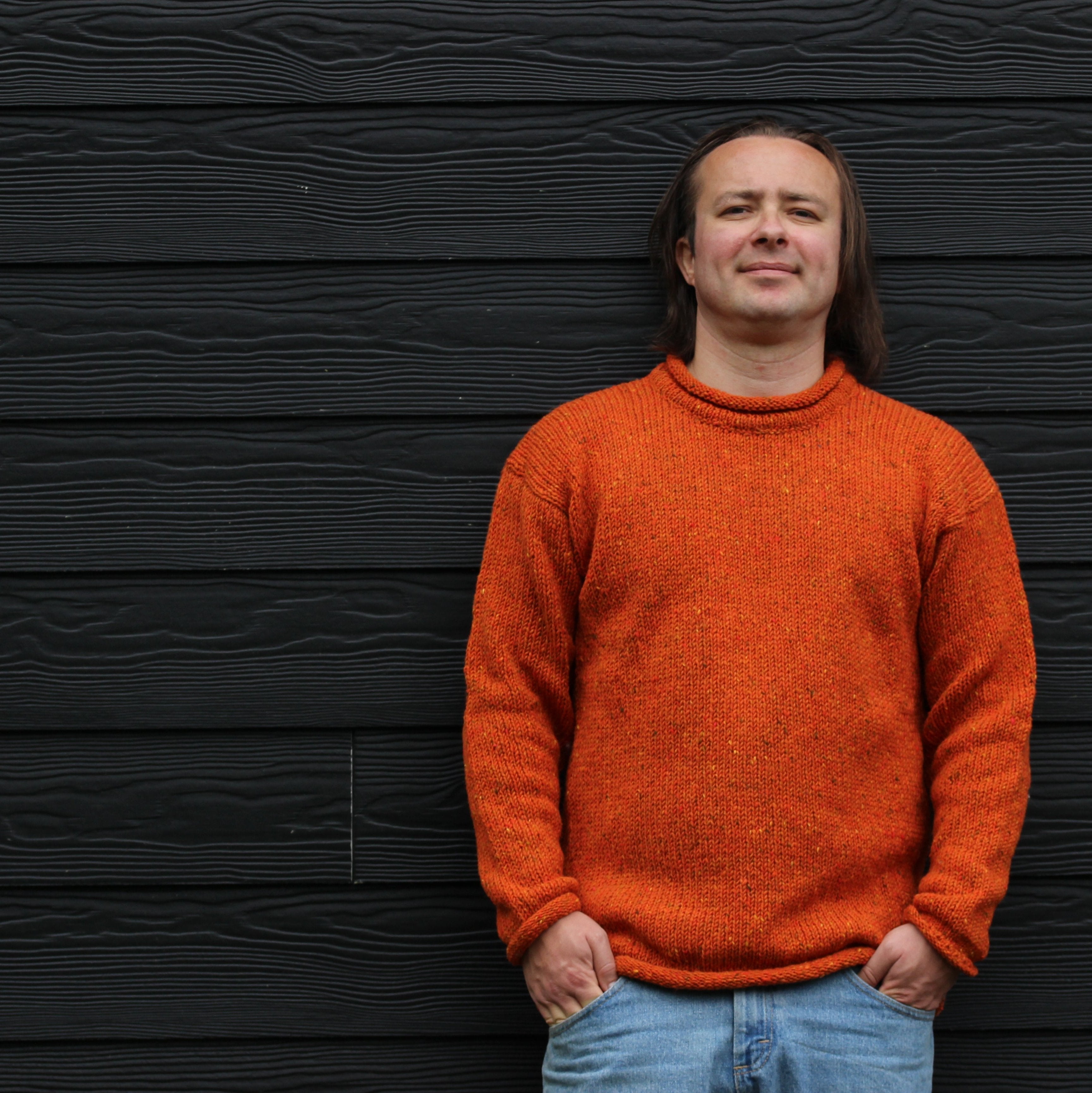 【ORANGE】Knit-sew pullover Jumper, Orange, Rossan