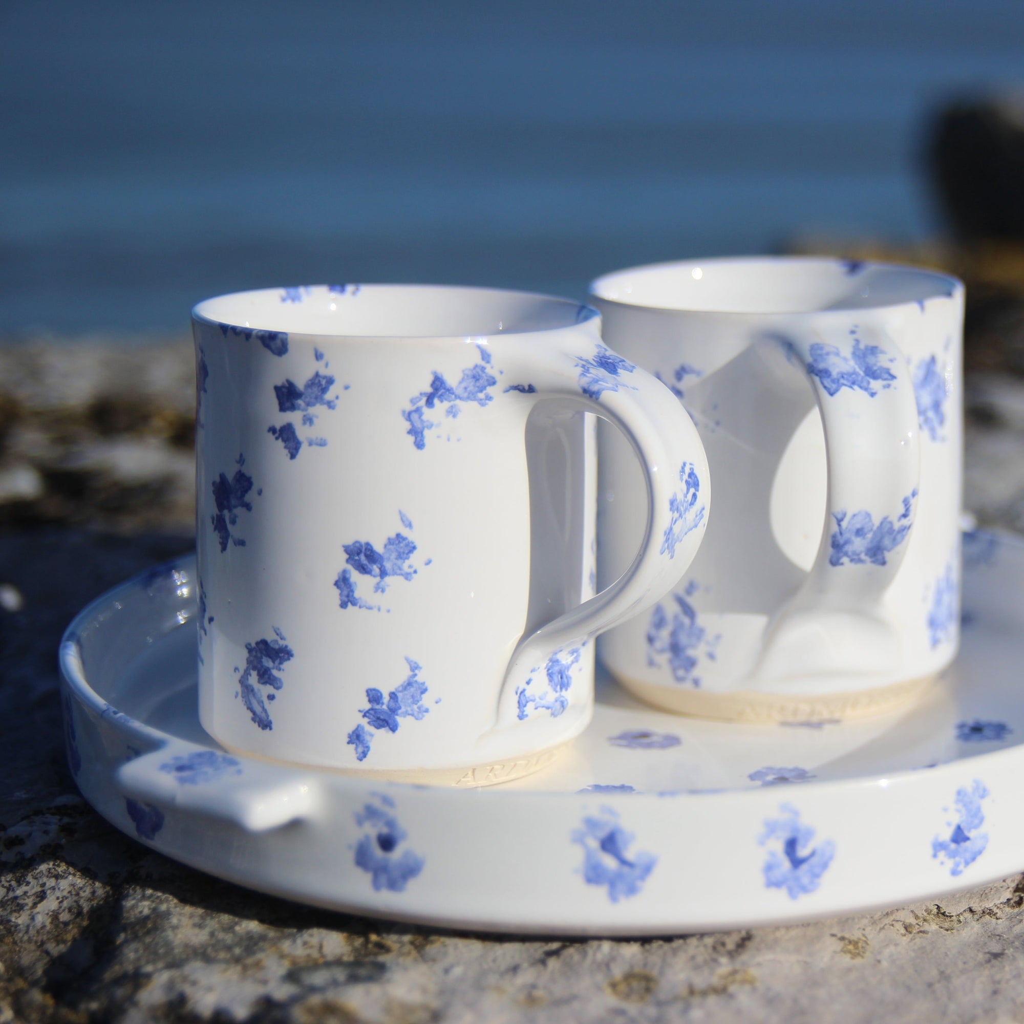 Cuppa for Two, Traditional Blue Sponged, Ardmore Pottery