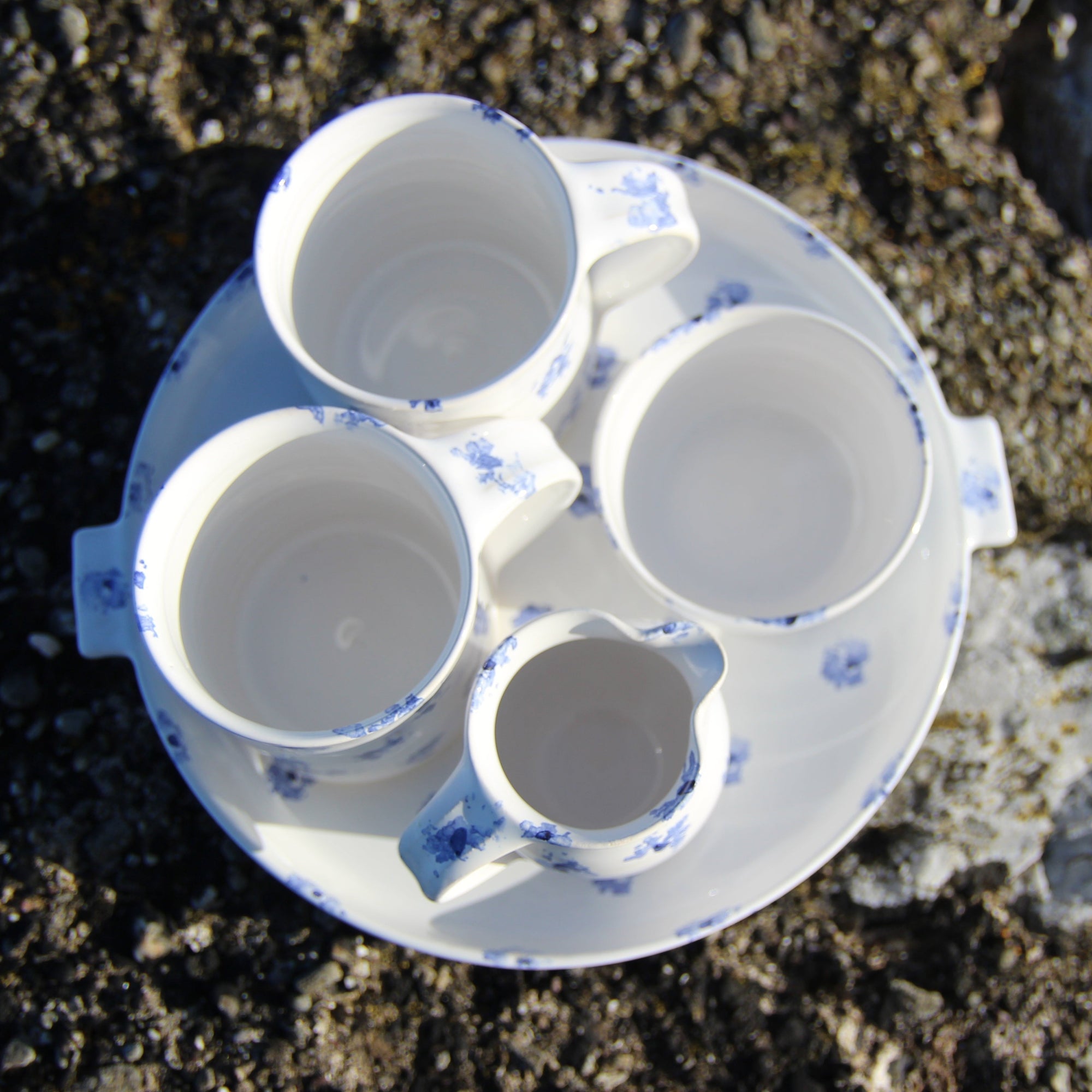Cuppa for Two, Traditional Blue Sponged, Ardmore Pottery