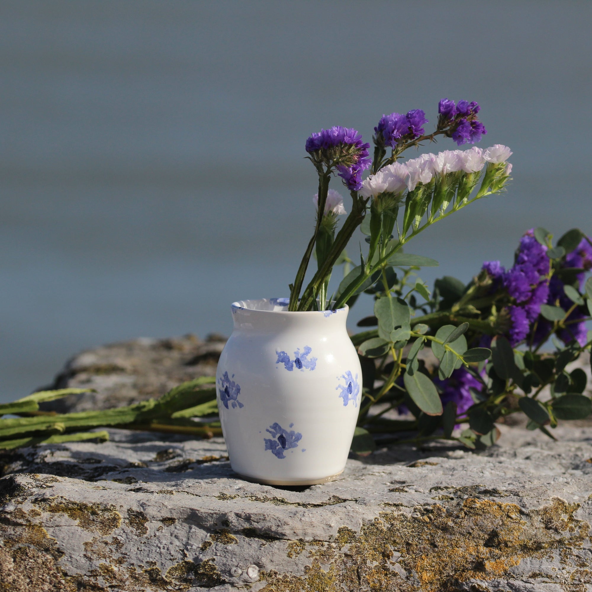 Small Bud Vase, Traditional Blue