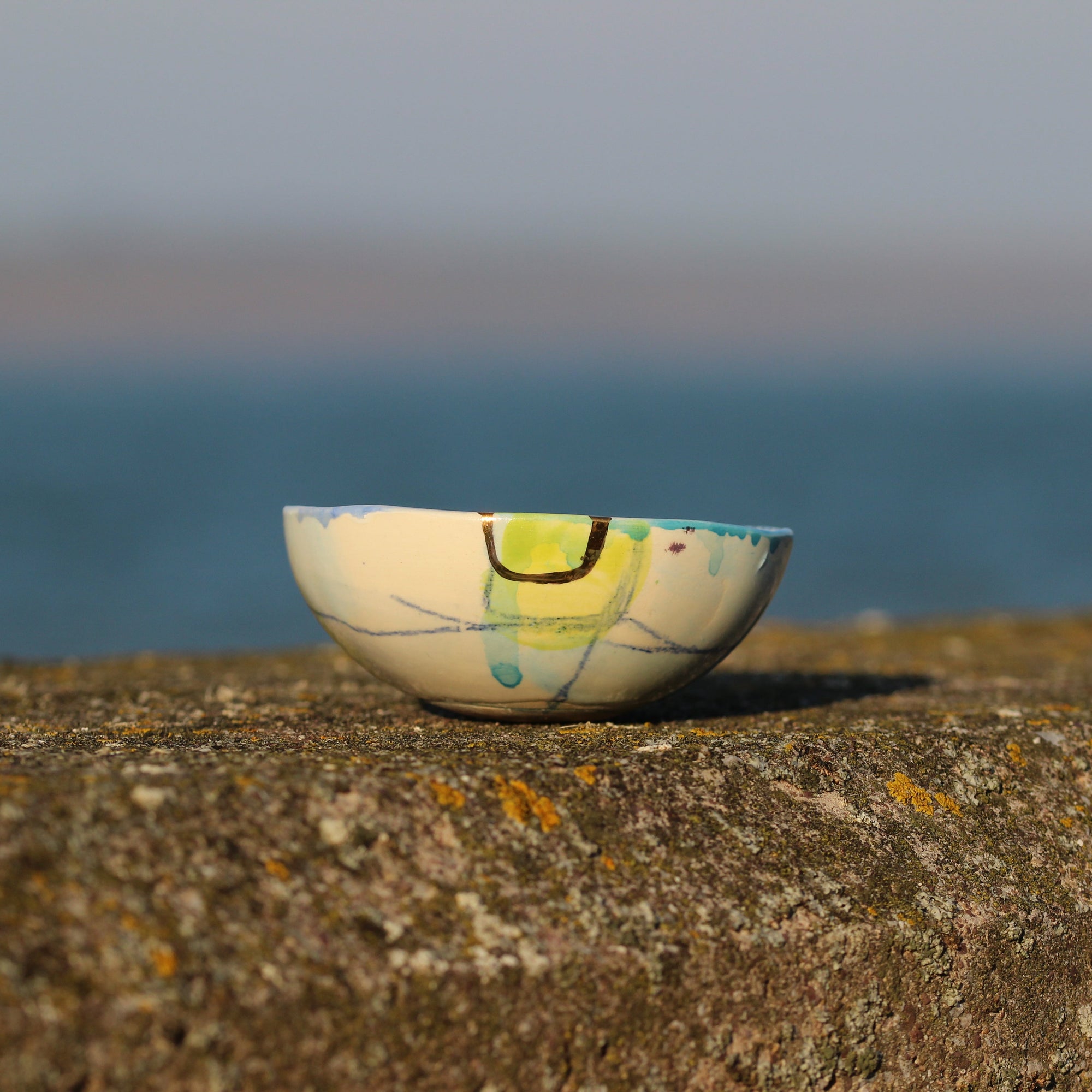 Trinket Dish, Green & Gold, Cora Cummins