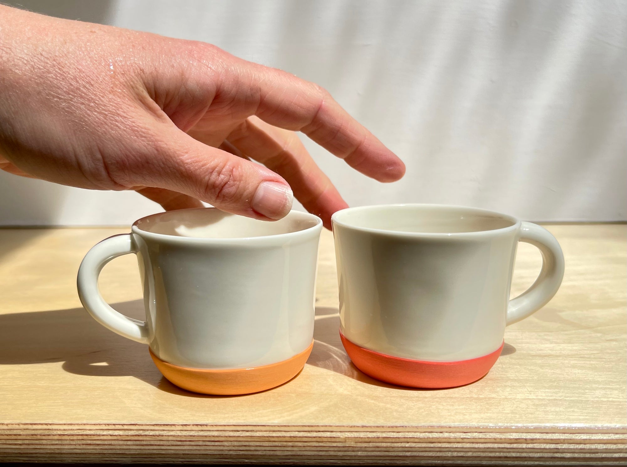 Pair of Small Cups, in Shades of Coral, Adele Stanley