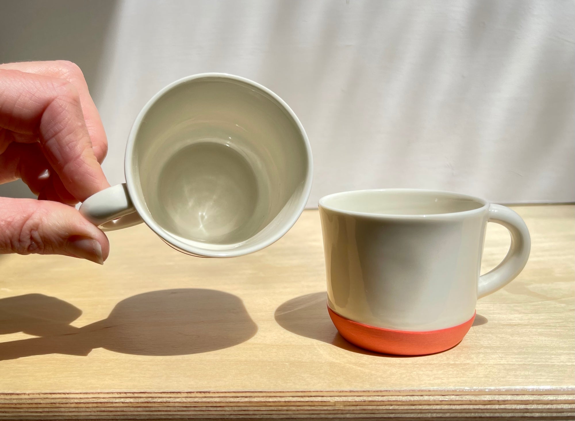 Pair of Small Cups, in Shades of Coral, Adele Stanley