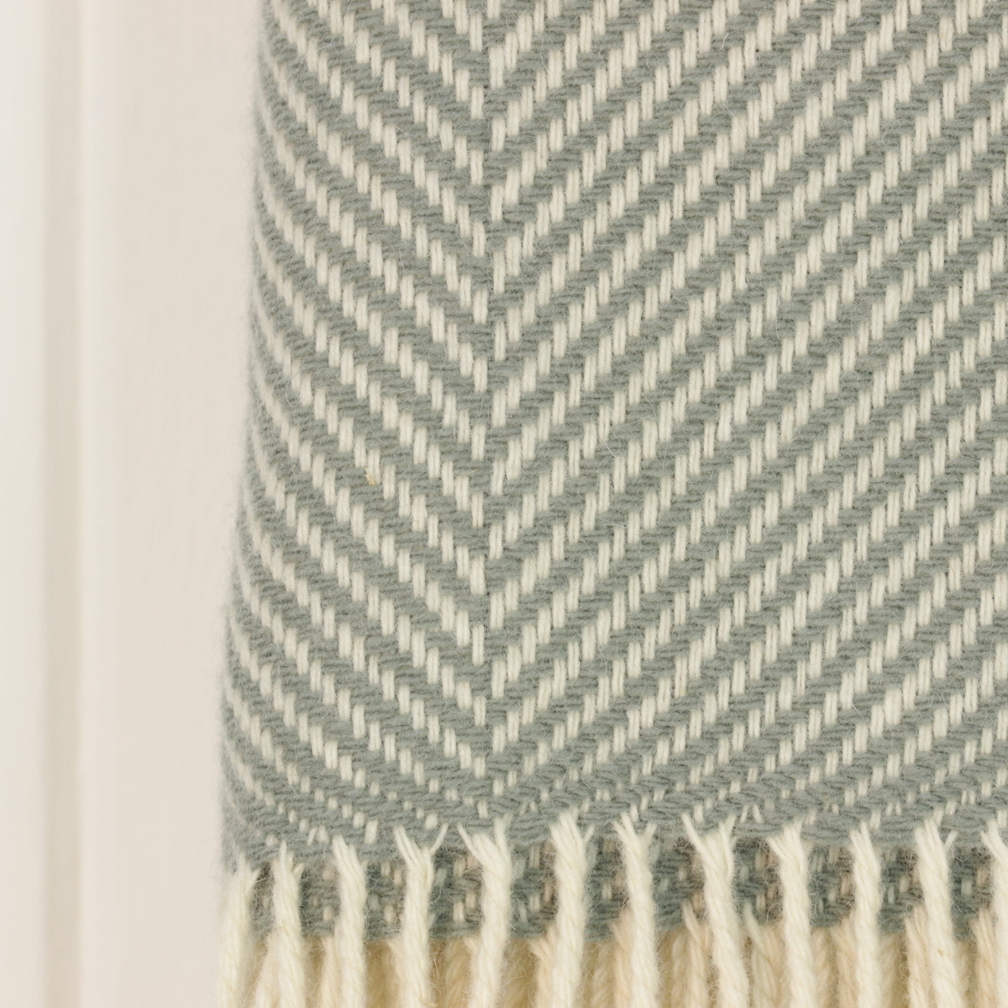 Merino Throw, Aqua Herringbone, Foxford