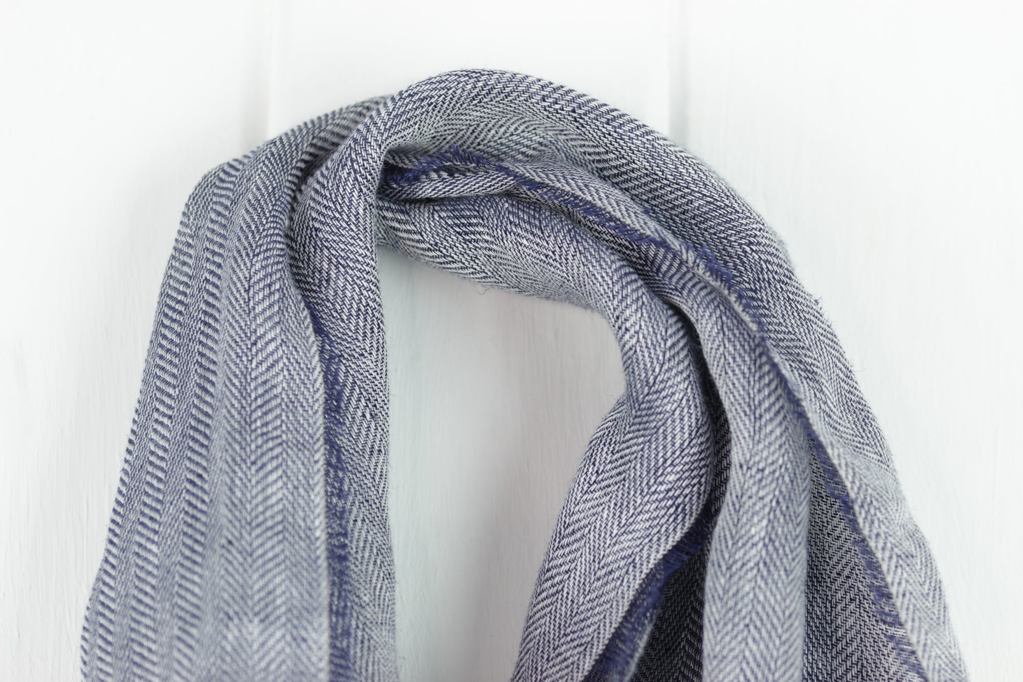 Linen Scarf, Navy Herringbone, McNutt