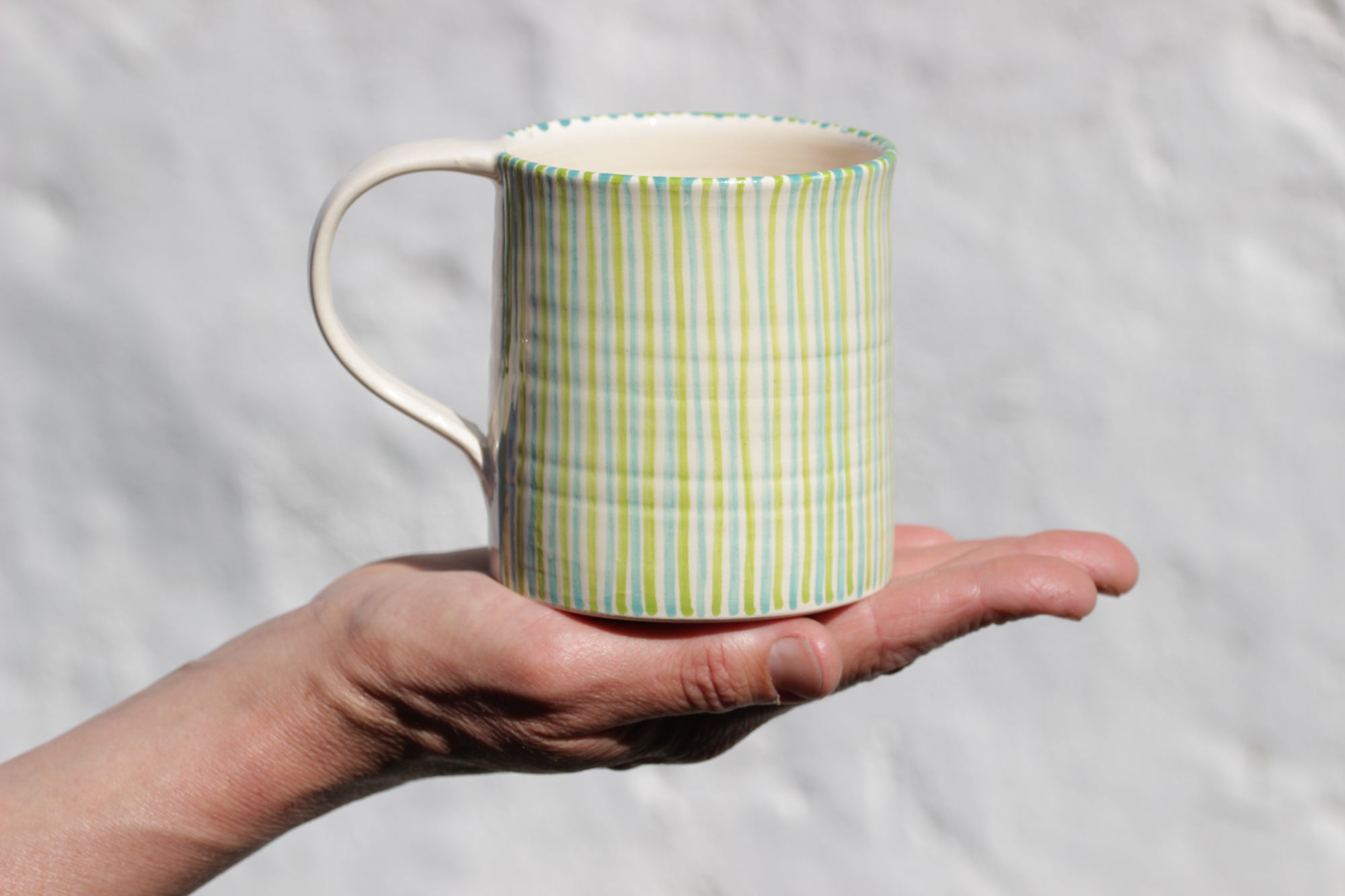 Large Cup, Green & Blue Stripes