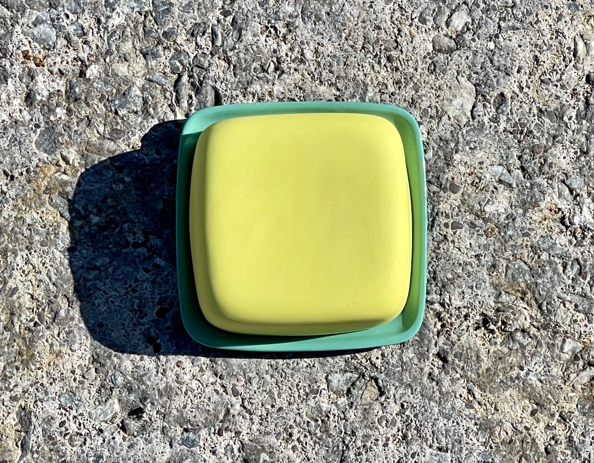 Butter Dish, Yellow and Green, Adele Stanley