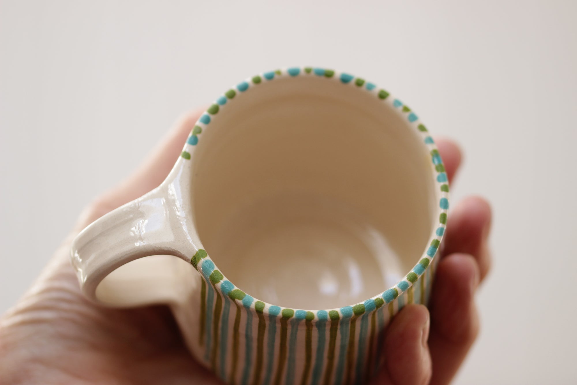 Small Cup, Green & Blue Stripes