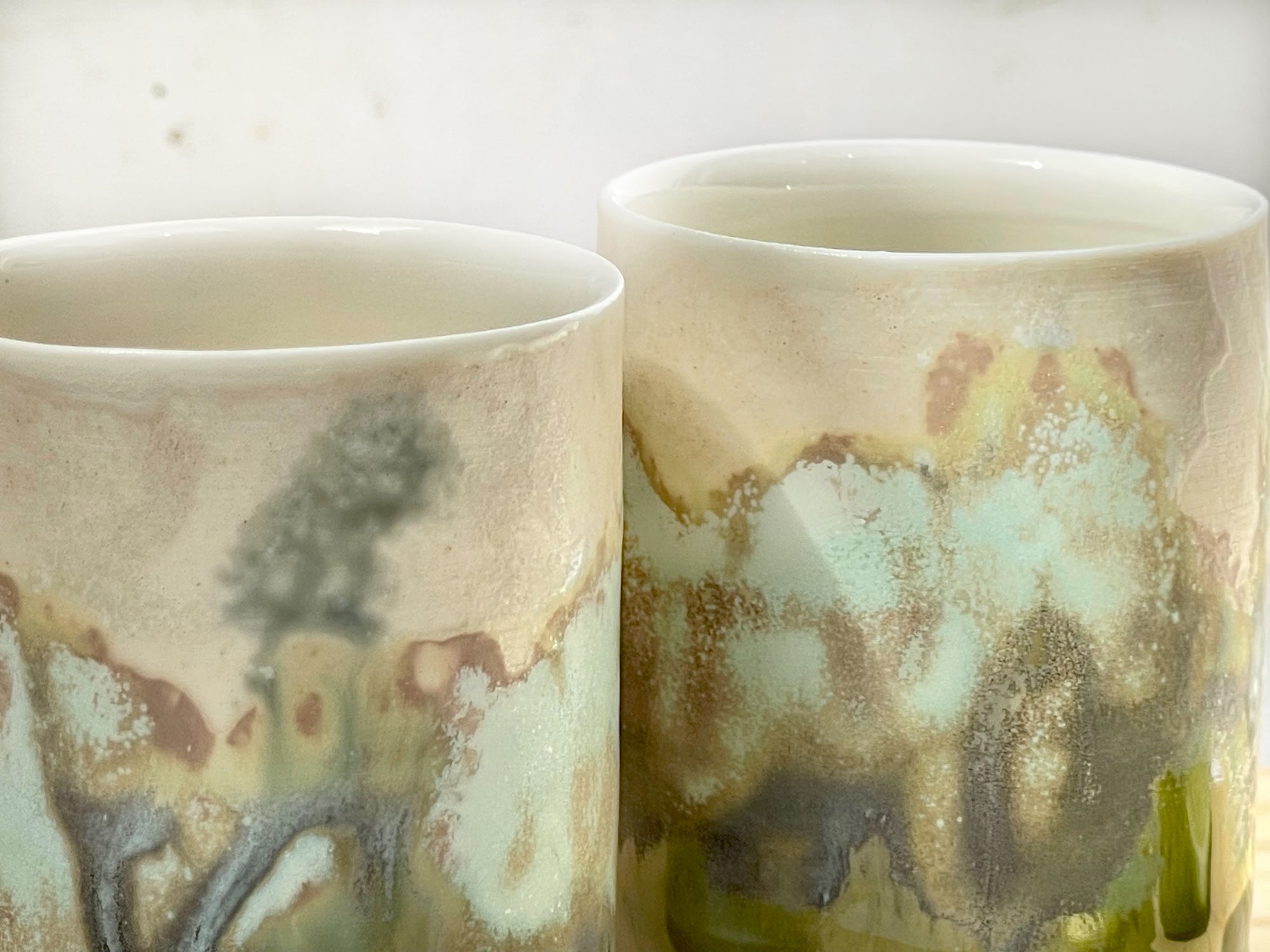 Pair of porcelain shot glasses, Iona Ceramics
