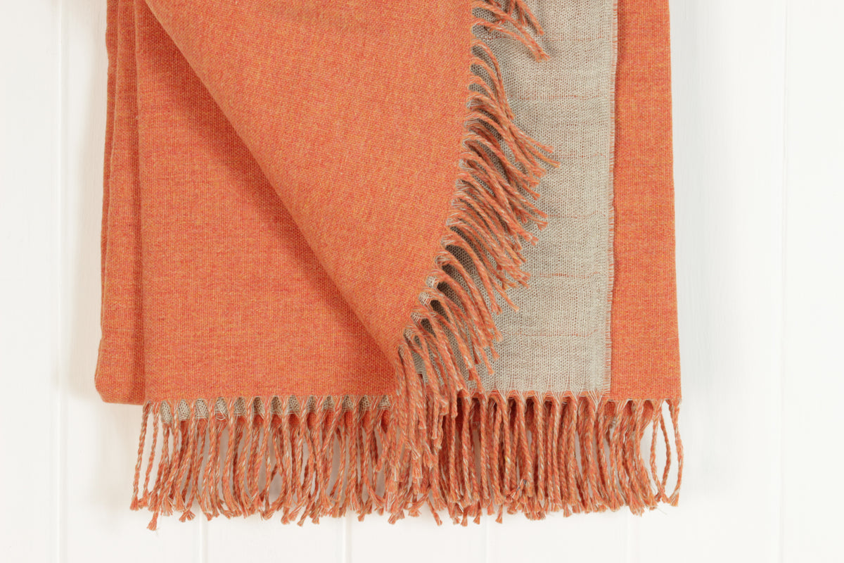 Butternut Color Throw Wool & Linen Reversible Throw, McNutt