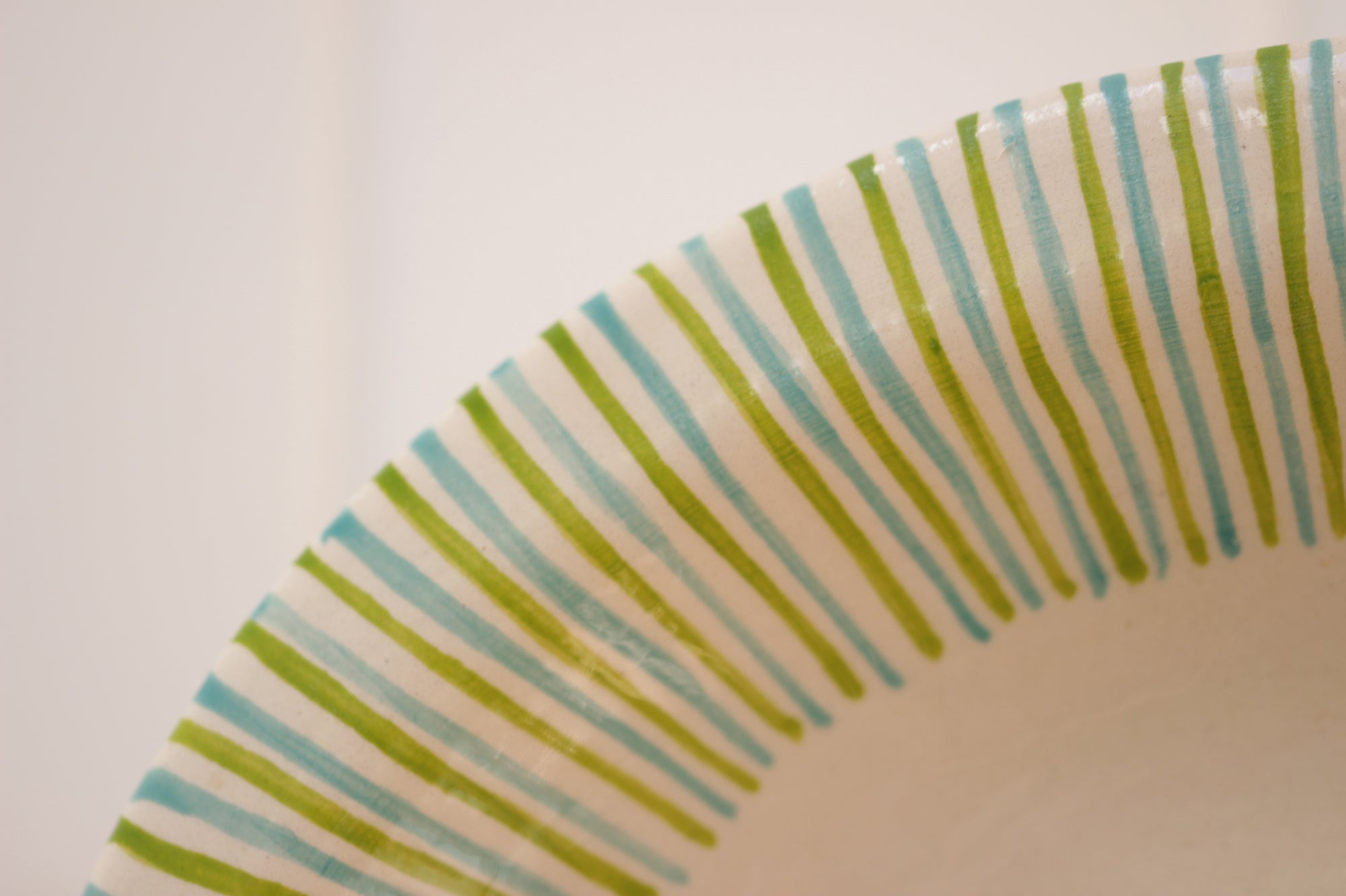 Oval Platter, Green & Blue Stripes